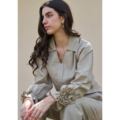 AMOSHI Camellia Co-Ord -Olive (Set of 2)