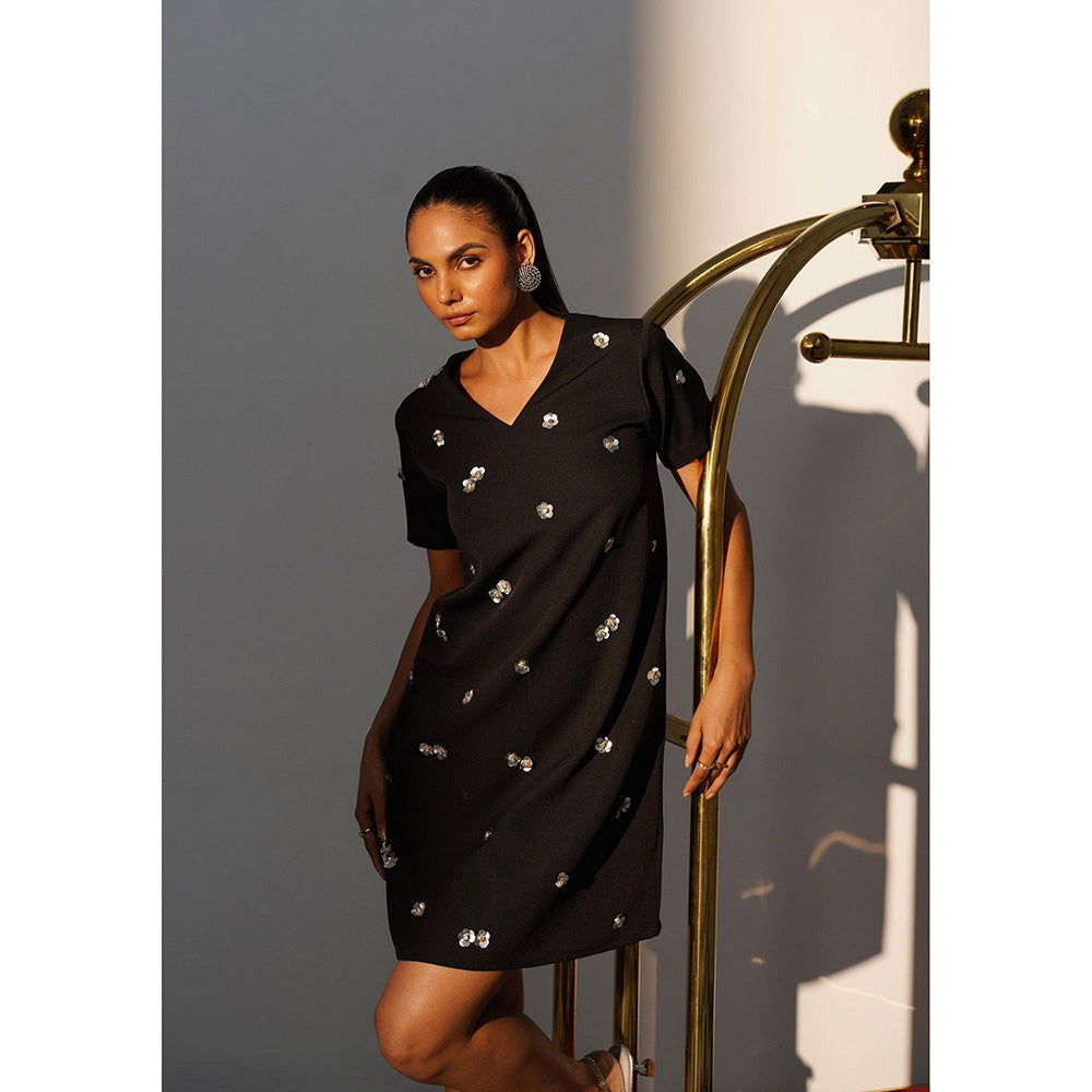 AMOSHI Women Black Polyester Mini Dress