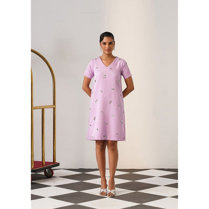 AMOSHI Women Lavender Polyester Mini Dress