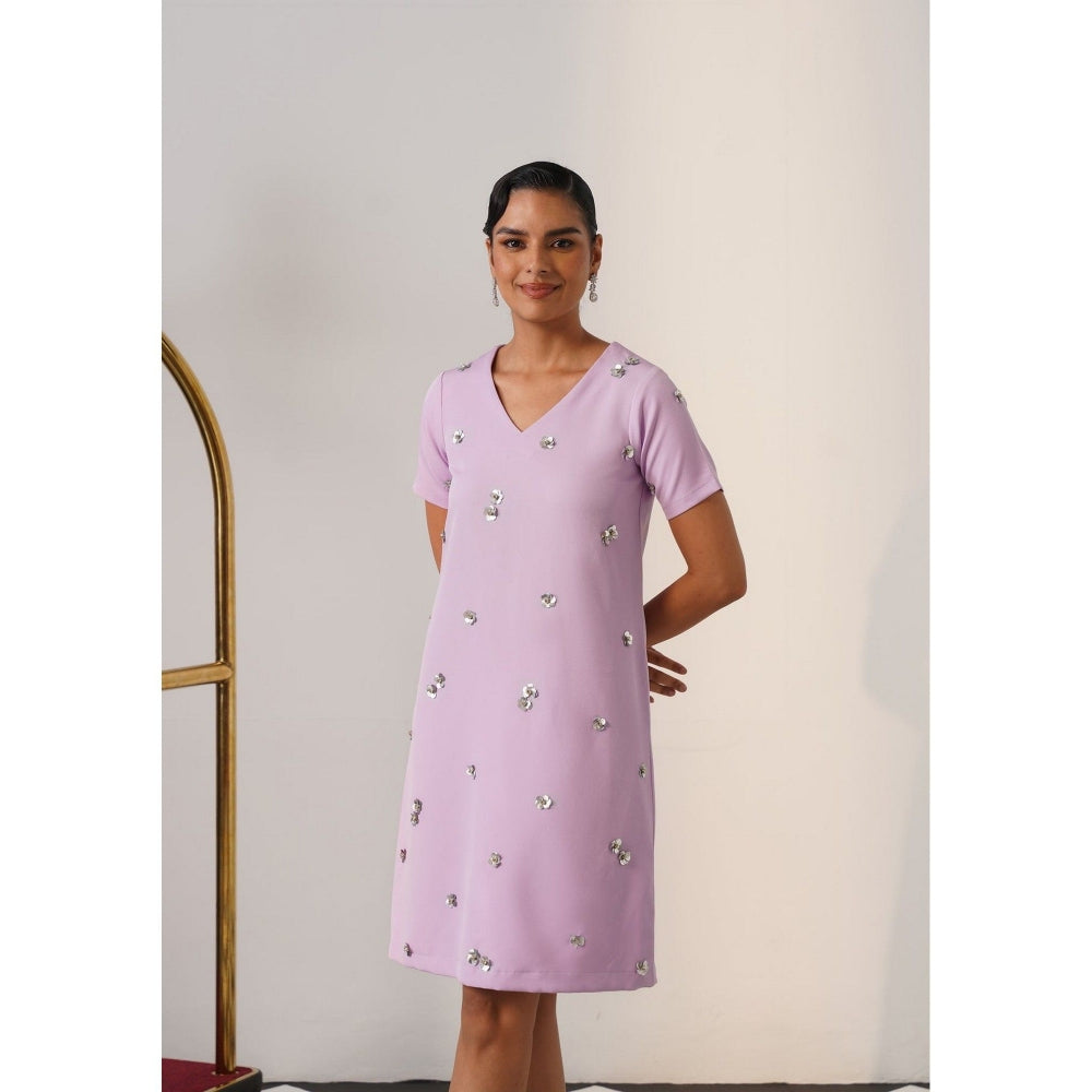 AMOSHI Women Lavender Polyester Mini Dress