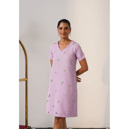 AMOSHI Women Lavender Polyester Mini Dress