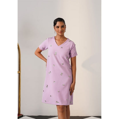 AMOSHI Women Lavender Polyester Mini Dress