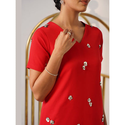 AMOSHI Women Red Polyester Mini Dress