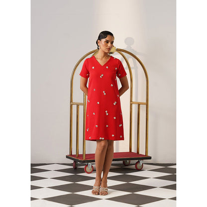 AMOSHI Women Red Polyester Mini Dress