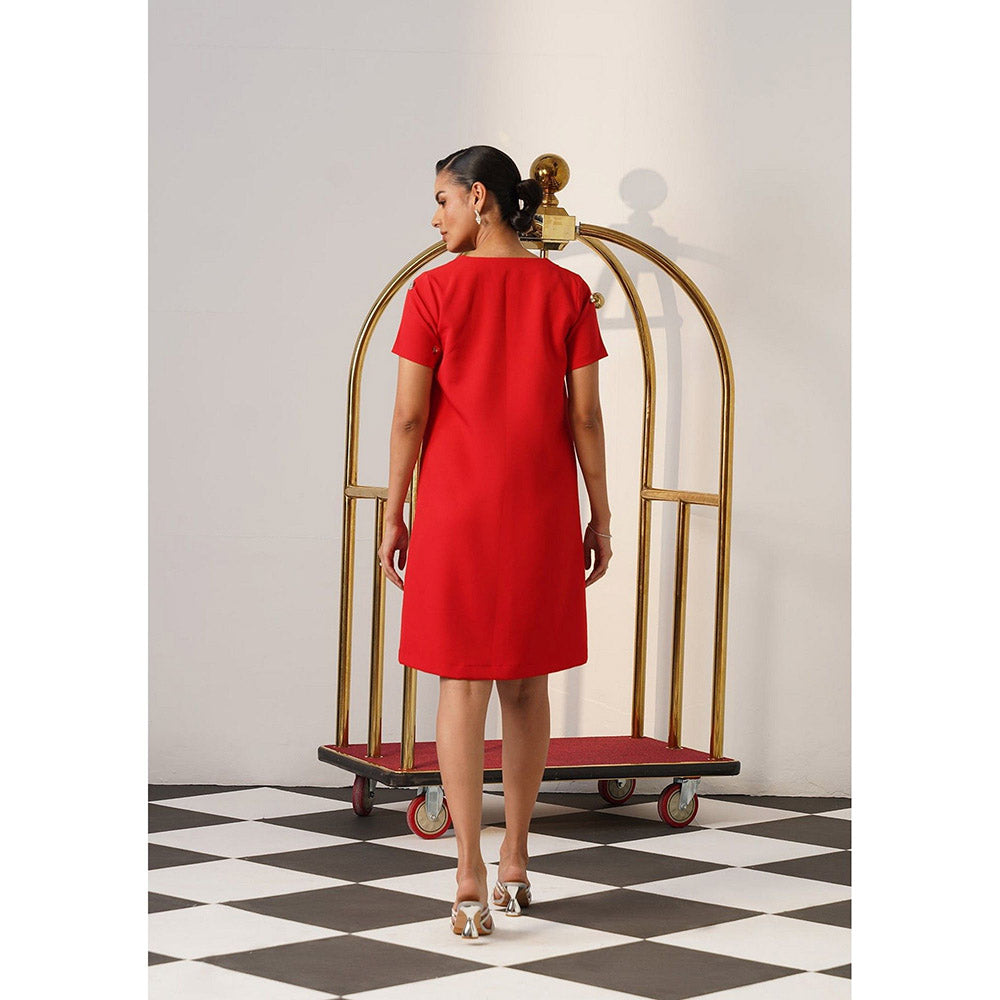 AMOSHI Women Red Polyester Mini Dress