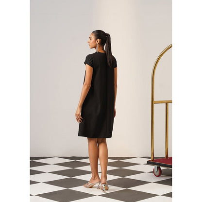AMOSHI Women Black Polyester Mini Dress