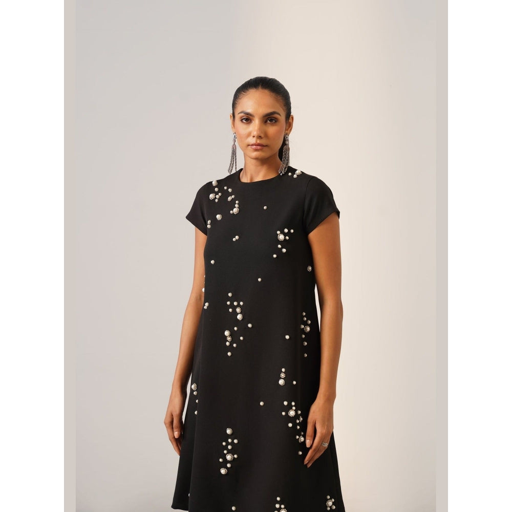 AMOSHI Women Black Polyester Mini Dress