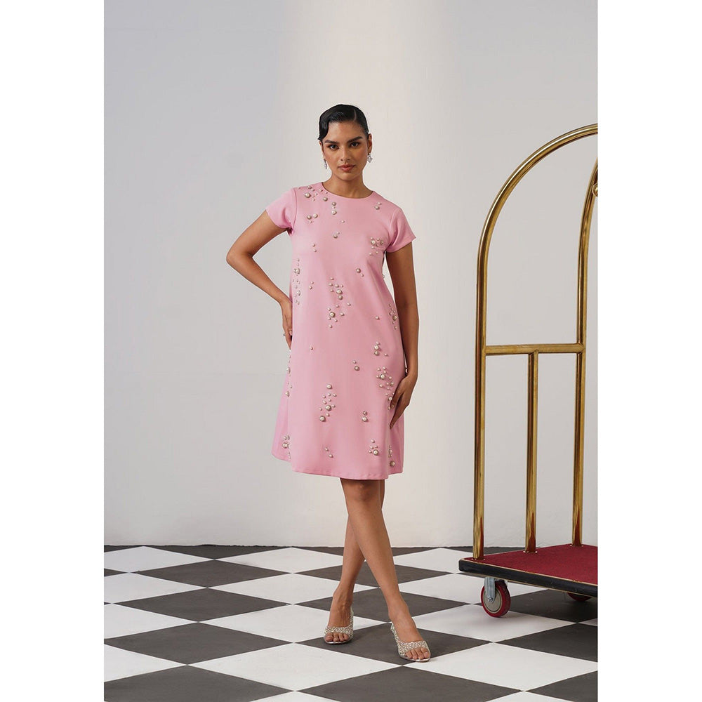 AMOSHI Women Pink Polyester Mini Dress