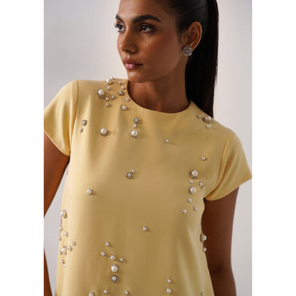 AMOSHI Women Yellow Polyester Mini Dress