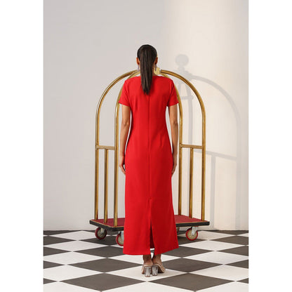AMOSHI Women Red Polyester Maxi Dress