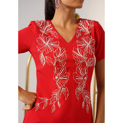 AMOSHI Women Red Polyester Maxi Dress
