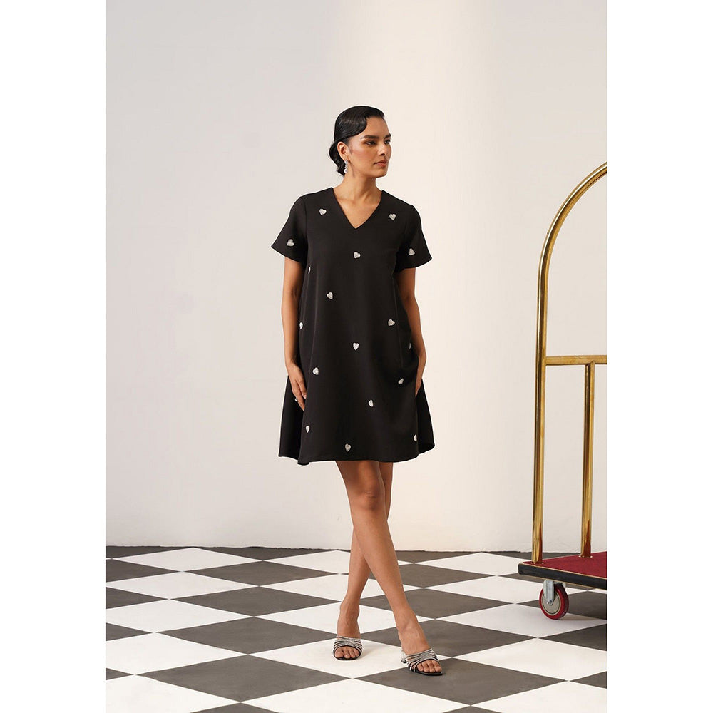 AMOSHI Women Black Polyester Mini Dress