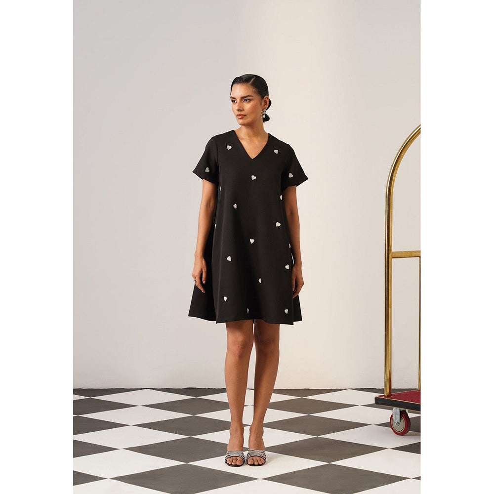 AMOSHI Women Black Polyester Mini Dress