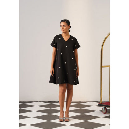AMOSHI Women Black Polyester Mini Dress