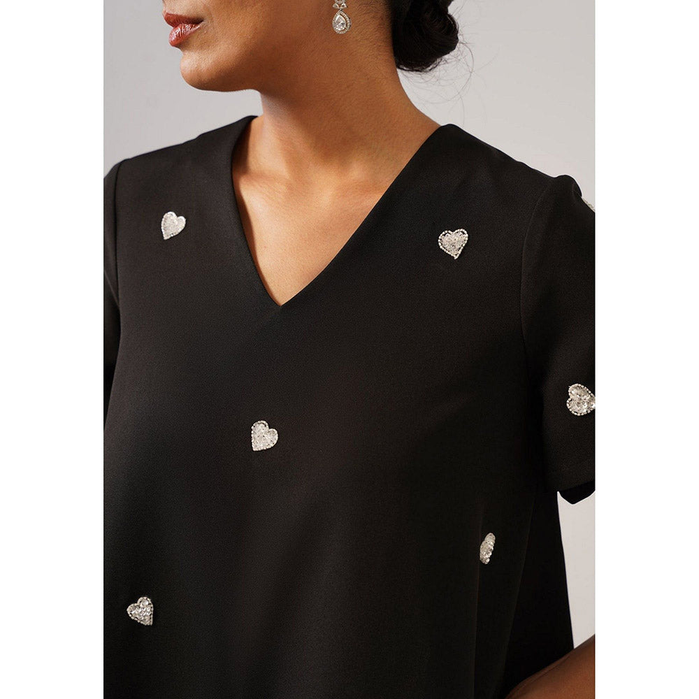 AMOSHI Women Black Polyester Mini Dress