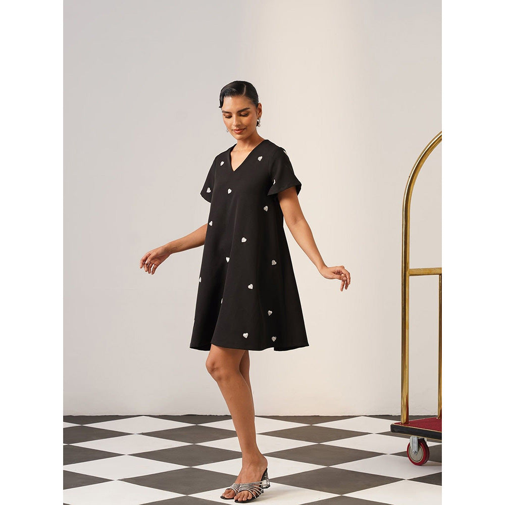 AMOSHI Women Black Polyester Mini Dress