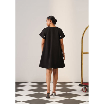 AMOSHI Women Black Polyester Mini Dress