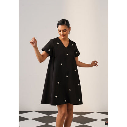 AMOSHI Women Black Polyester Mini Dress