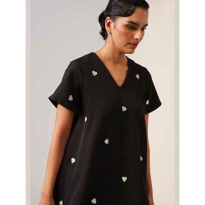 AMOSHI Women Black Polyester Mini Dress