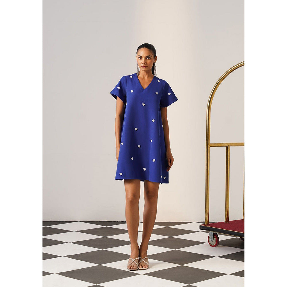 AMOSHI Women Blue Polyester Mini Dress