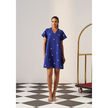 AMOSHI Women Blue Polyester Mini Dress
