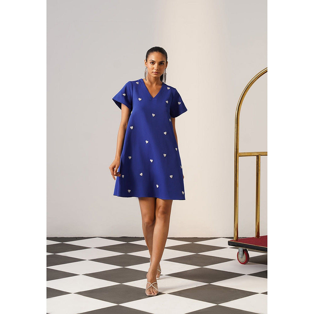 AMOSHI Women Blue Polyester Mini Dress