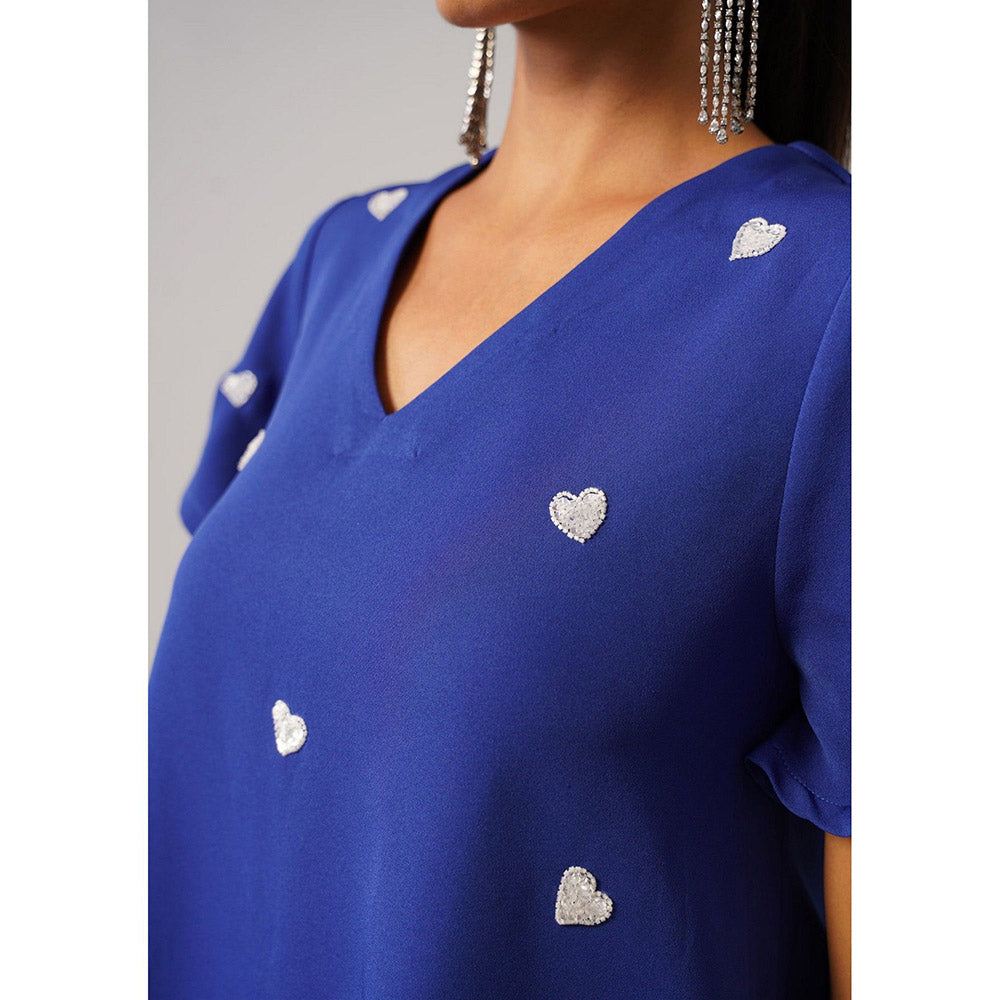 AMOSHI Women Blue Polyester Mini Dress