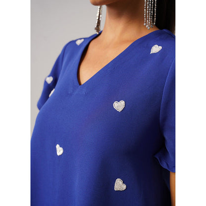 AMOSHI Women Blue Polyester Mini Dress