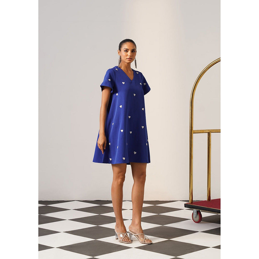 AMOSHI Women Blue Polyester Mini Dress