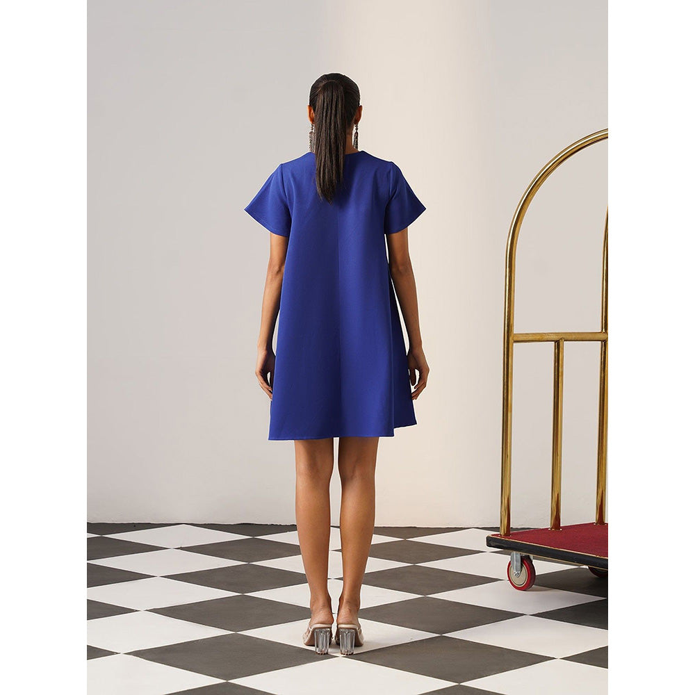 AMOSHI Women Blue Polyester Mini Dress