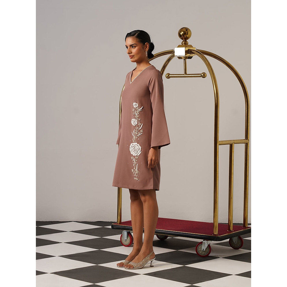 AMOSHI Women Brown Polyester Mini Dress