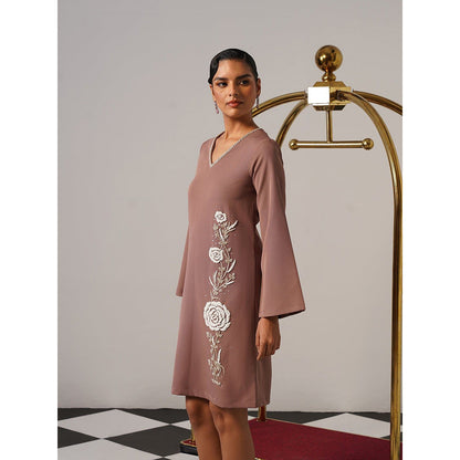 AMOSHI Women Brown Polyester Mini Dress