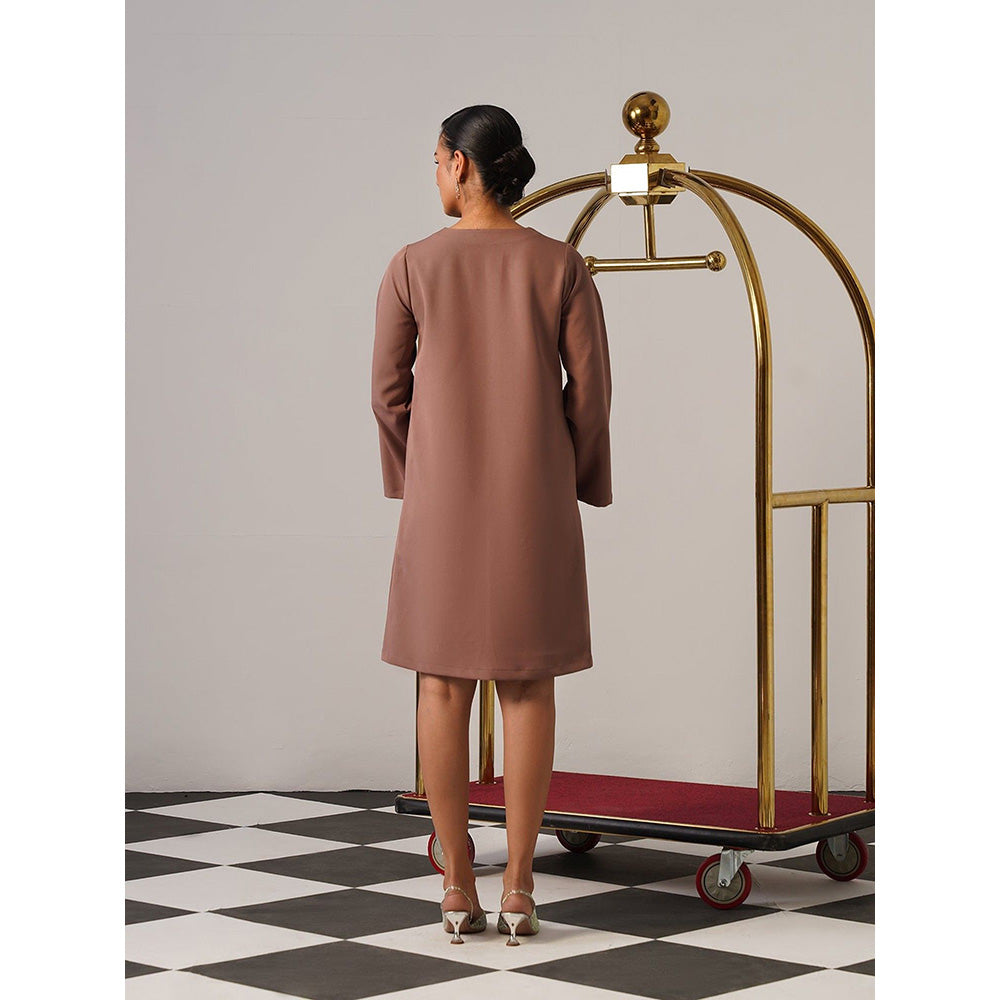 AMOSHI Women Brown Polyester Mini Dress