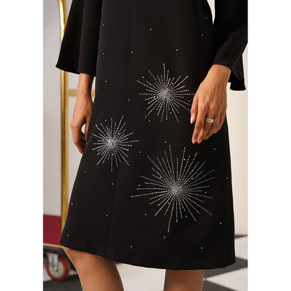 AMOSHI Women Black Polyester Knee Length Dress