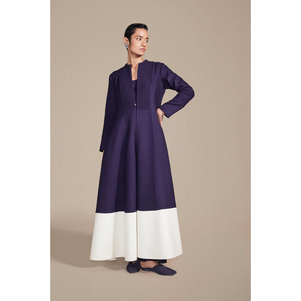 AMPM Maha Deep Purple- White Jacket with Inner & Palazzo (Set of 3)