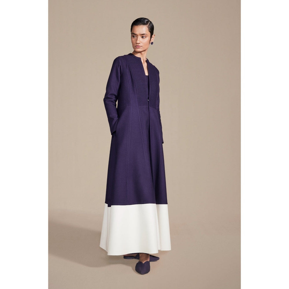 AMPM Maha Deep Purple- White Jacket with Inner & Palazzo (Set of 3)