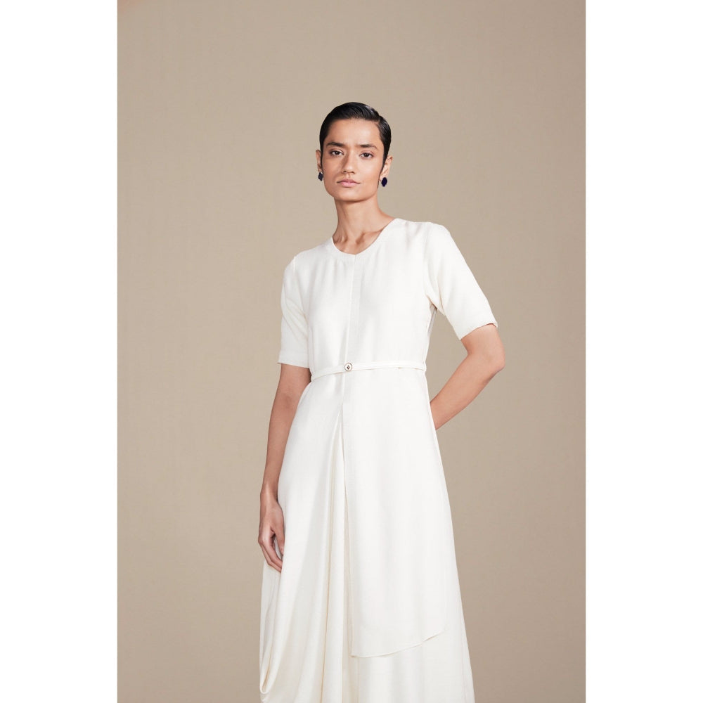 AMPM Raysa White Round Neck Midi Dress