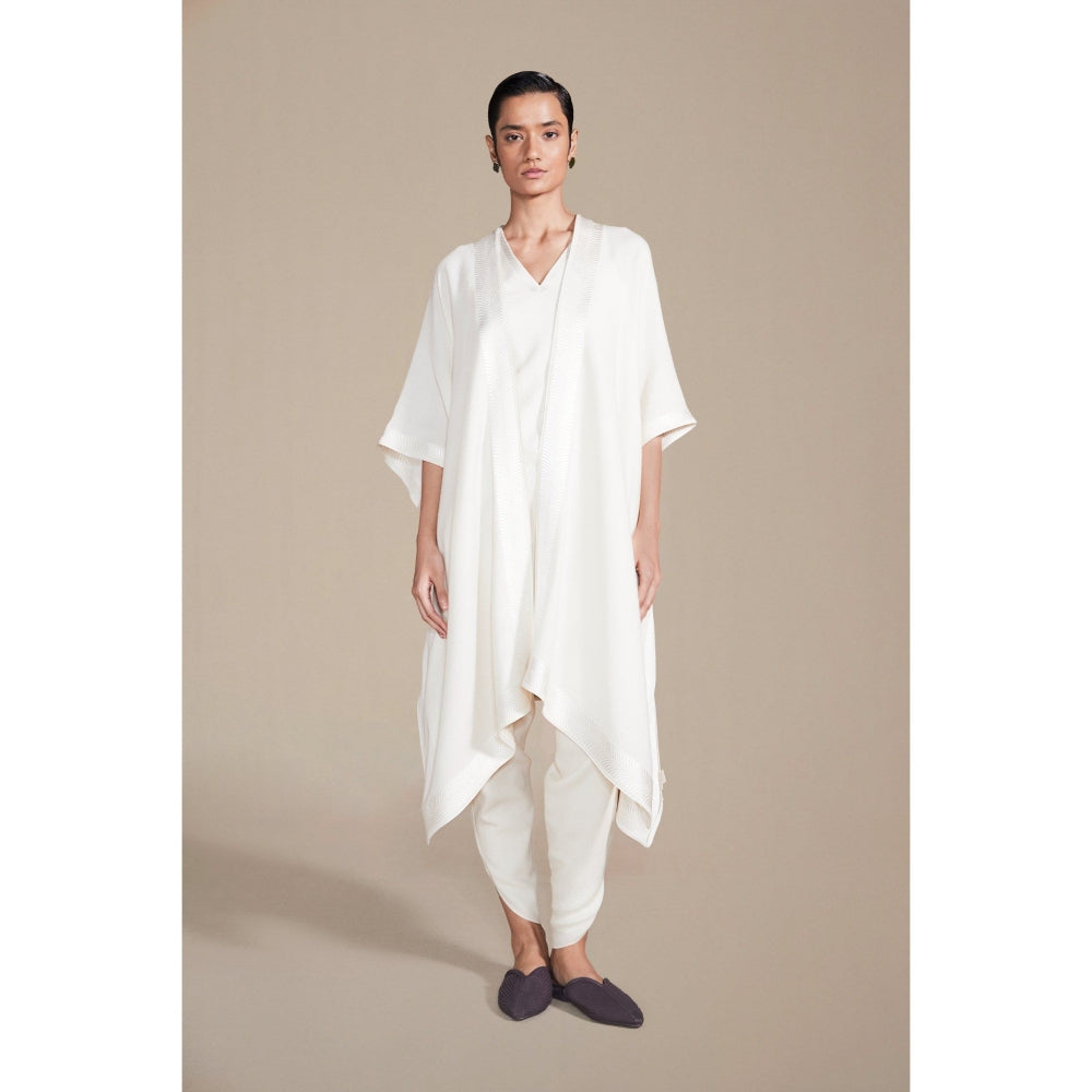 AMPM Adarah Ivory Cape with Inner & Dhoti Co-Ord (Set of 3)