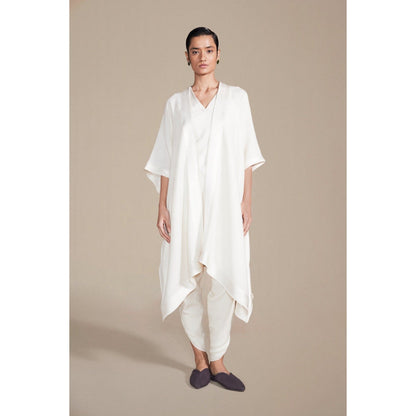AMPM Adarah Ivory Cape with Inner & Dhoti Co-Ord (Set of 3)