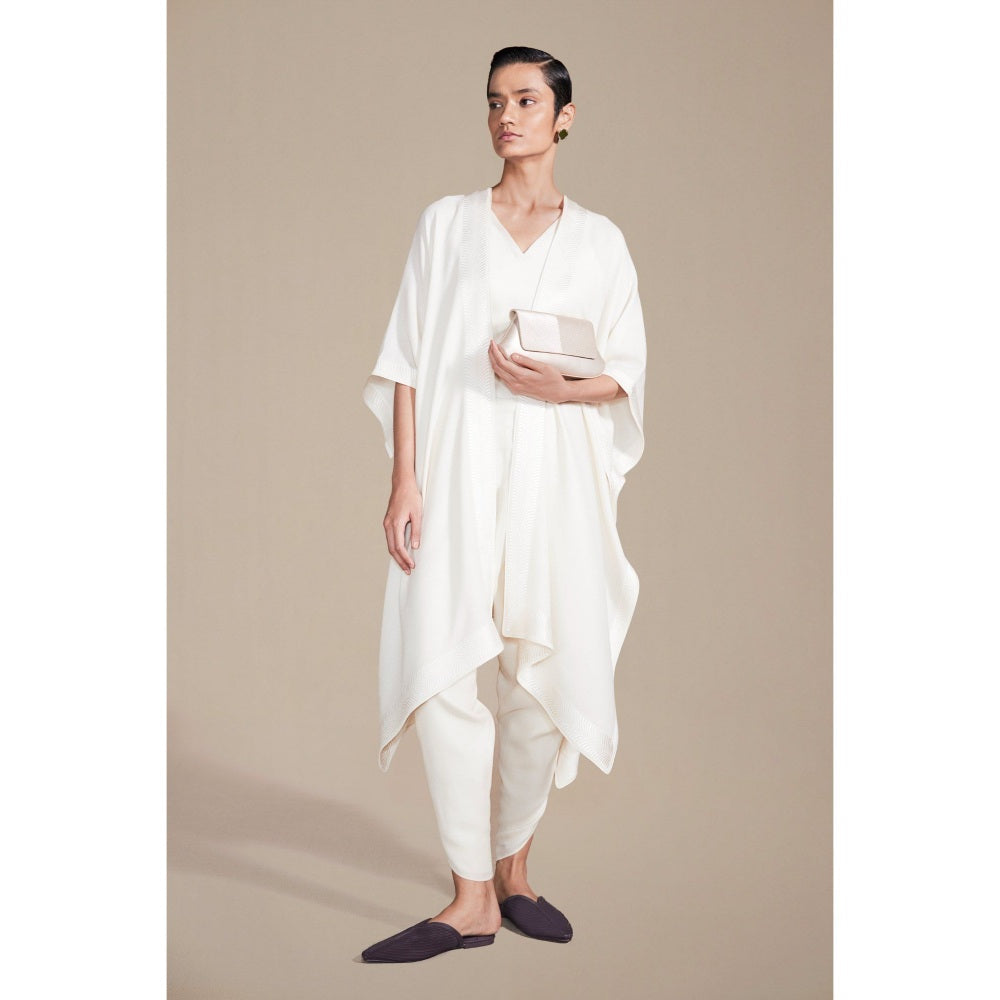 AMPM Adarah Ivory Cape with Inner & Dhoti Co-Ord (Set of 3)