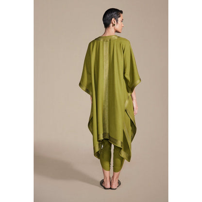 AMPM Adarah Olive Cape with Inner & Dhoti Co-Ord (Set of 3)