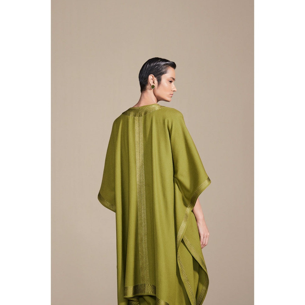 AMPM Adarah Olive Cape with Inner & Dhoti Co-Ord (Set of 3)