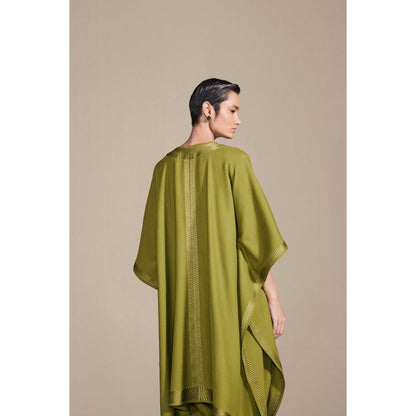 AMPM Adarah Olive Cape with Inner & Dhoti Co-Ord (Set of 3)