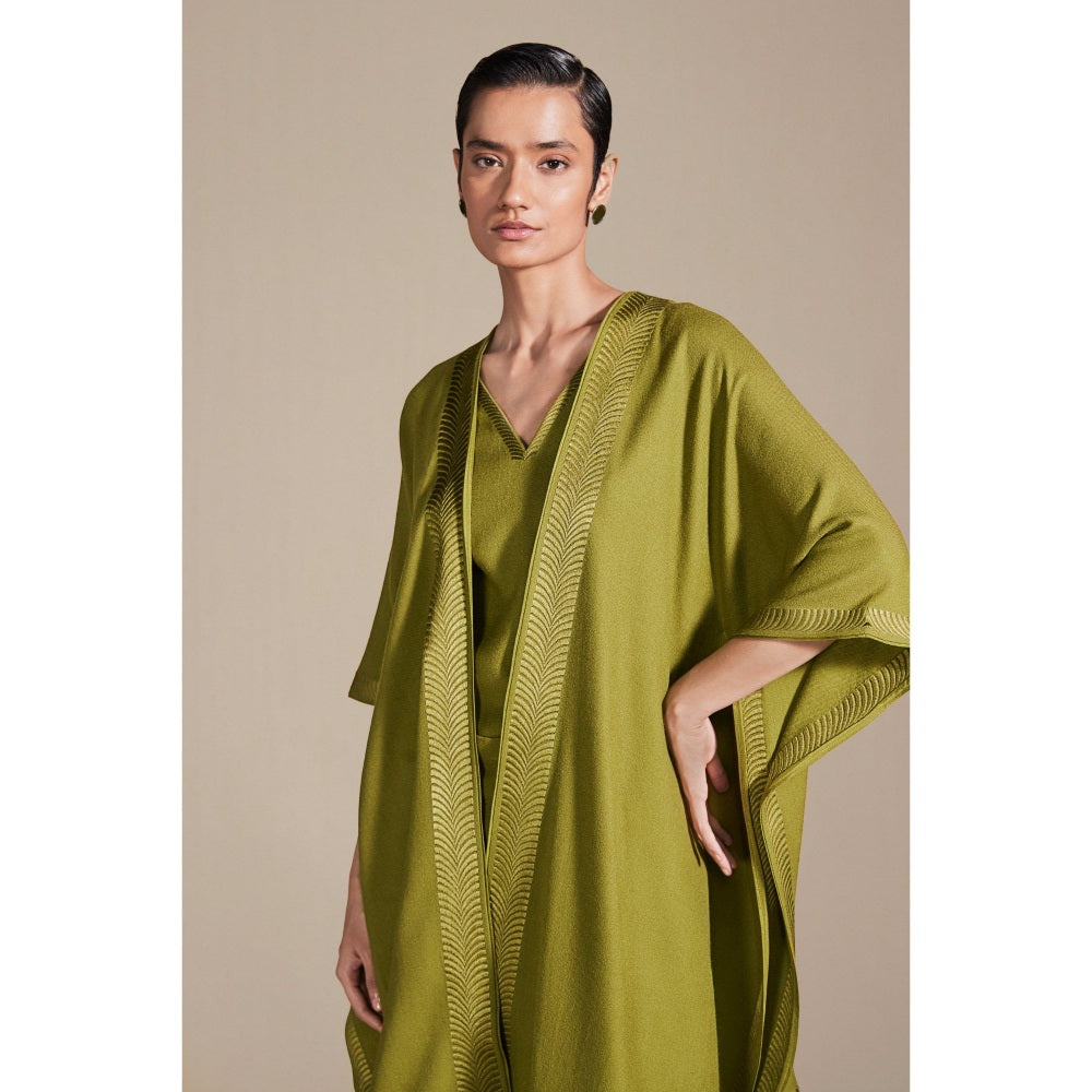 AMPM Adarah Olive Cape with Inner & Dhoti Co-Ord (Set of 3)