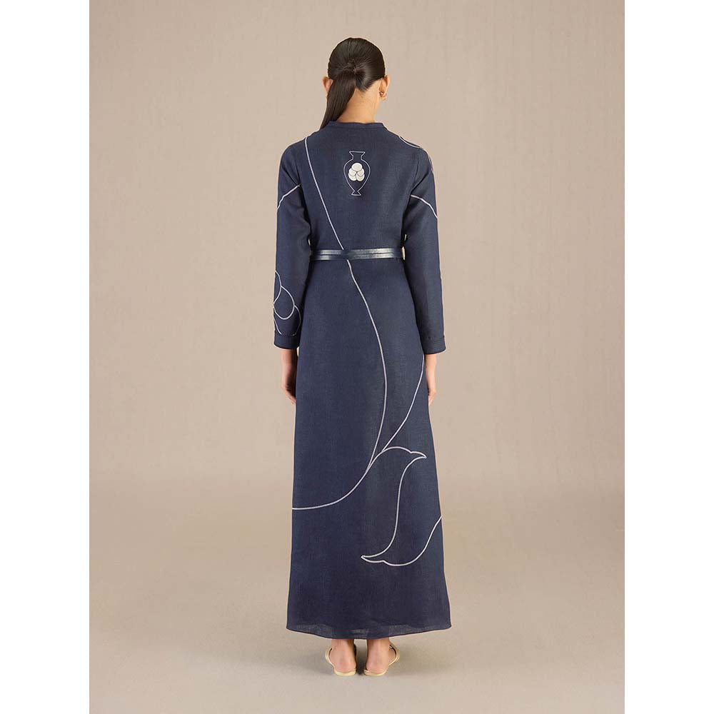 AMPM Navy Blue Savana Dress With Belt (Set of 2)