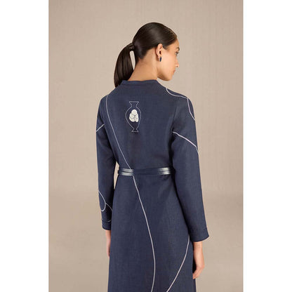 AMPM Navy Blue Savana Dress With Belt (Set of 2)