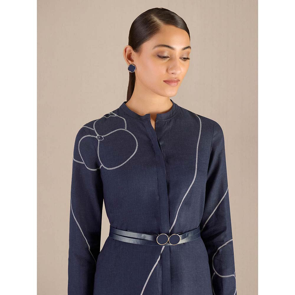 AMPM Navy Blue Savana Dress With Belt (Set of 2)