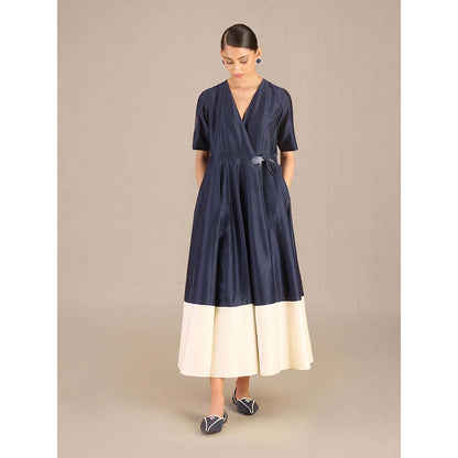 AMPM Navy Blue Alizeh Dress With Belt (Set of 2)