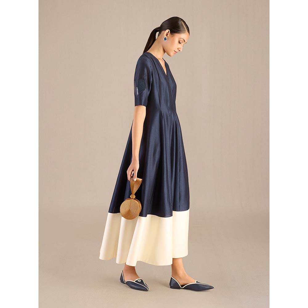 AMPM Navy Blue Alizeh Dress With Belt (Set of 2)