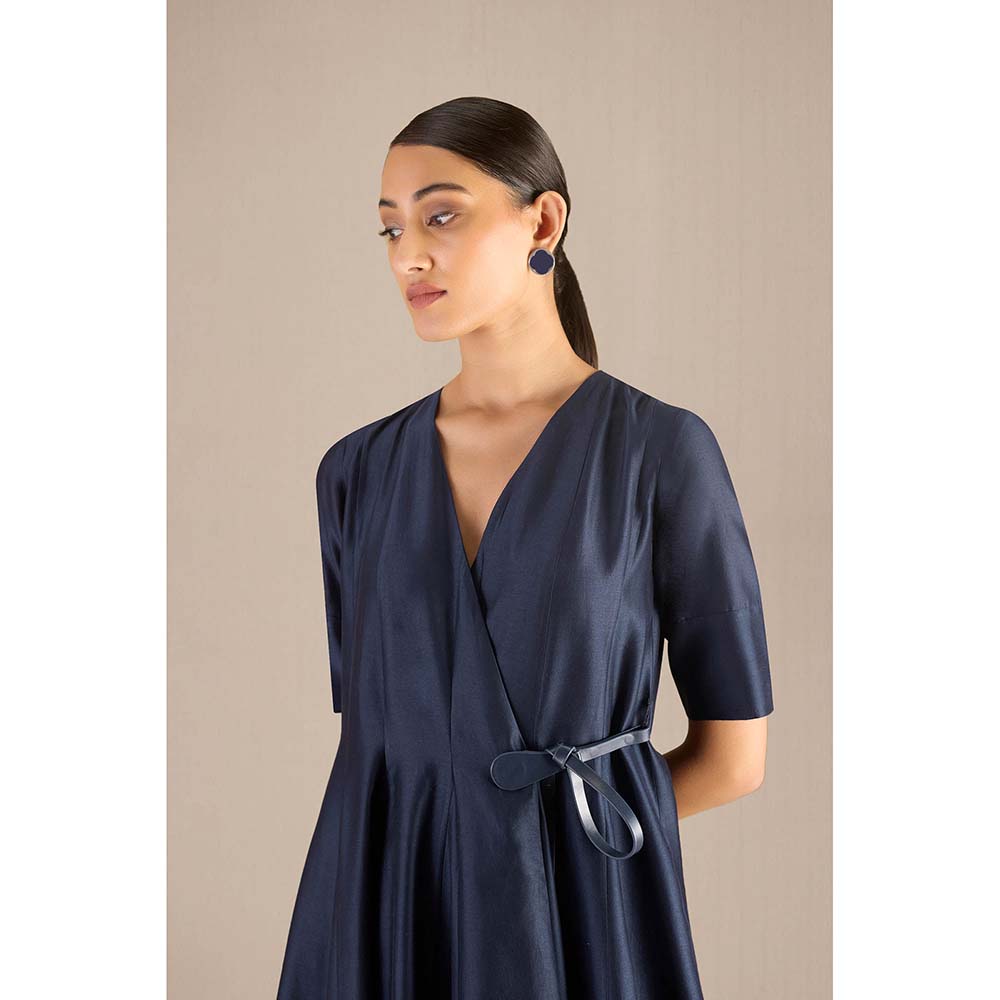 AMPM Navy Blue Alizeh Dress With Belt (Set of 2)